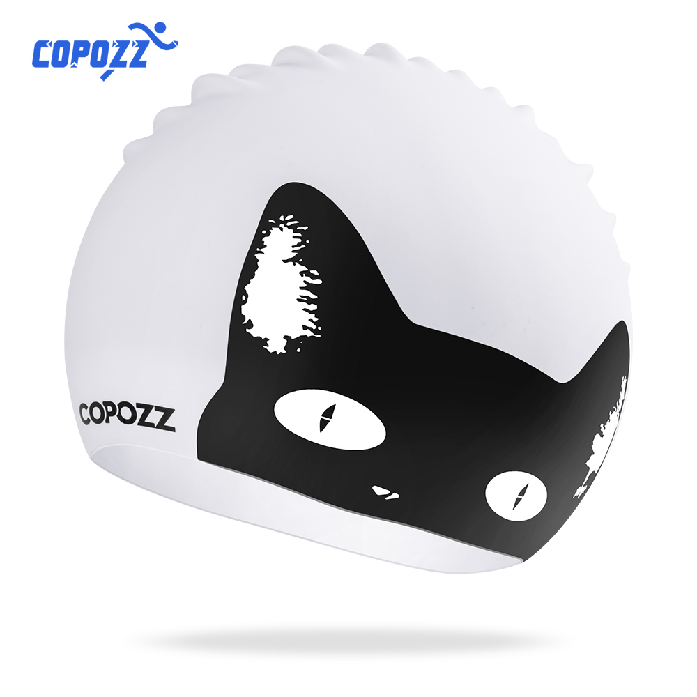 Aquatic Sports Hat - COPOZZ กันน้ําซิลิโคนหมวกว่ายน้ําผมยาว Professional ผู้หญิงหมวกว่ายน้ําป้องกันหูกีฬาทางน้ําสระว่ายน้ําหมวก
