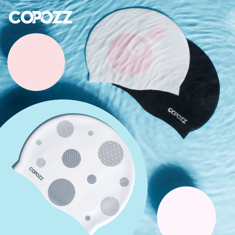 Aquatic Sports Hat - Copozz ยางซิลิโคนยืดหยุ่นกันน้ําป้องกันหูผมยาวกีฬาสระว่ายน้ําว่ายน้ําหมวกหมวกว่ายน้ําขนาดใหญ่สําหรับผู้ชายผู้หญิงผู้ใหญ่