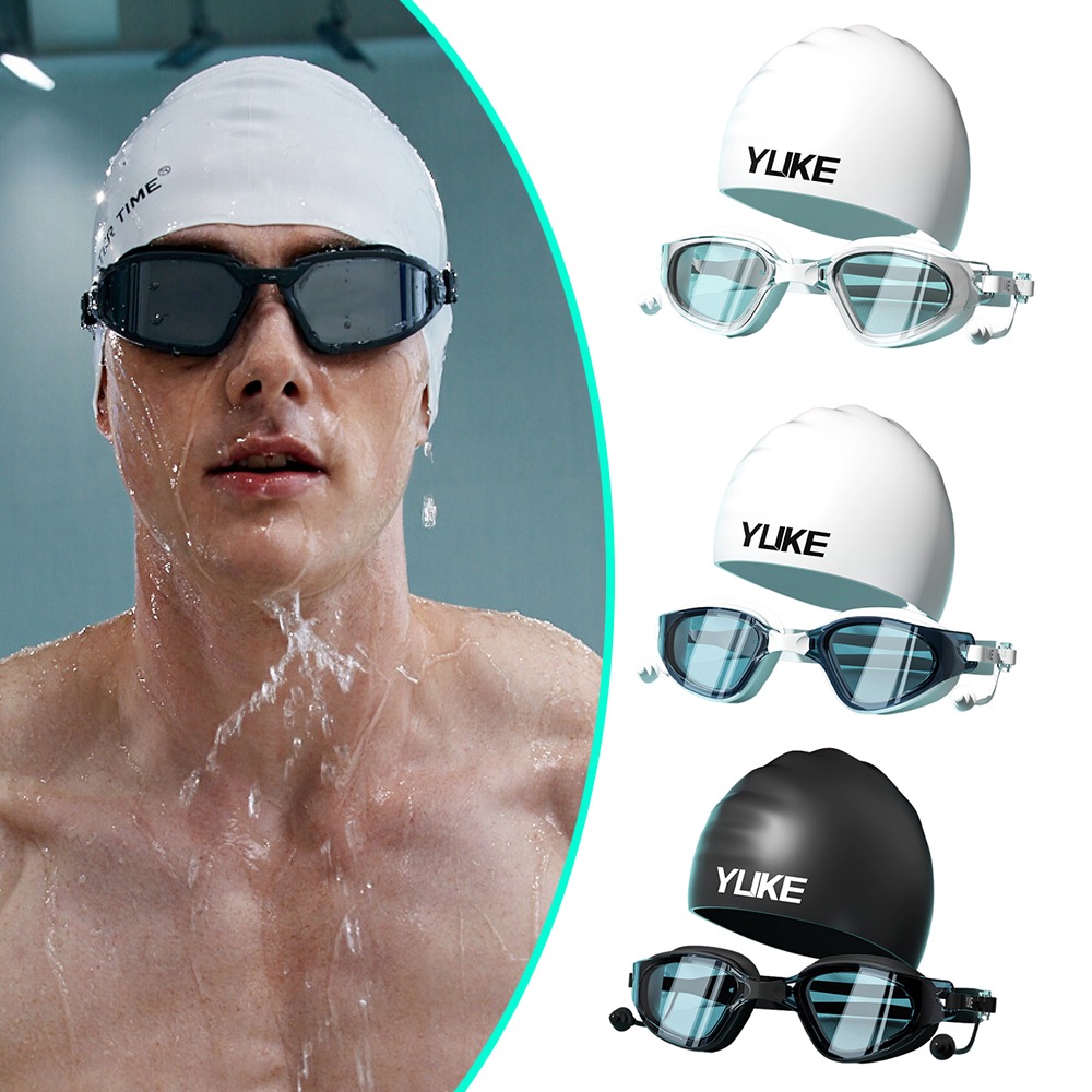 Aquatic Sports Hat - แว่นตาว่ายน้ํามืออาชีพหมวก HD กันน้ําป้องกันหมอกซิลิโคนน้ําแข่งอุปกรณ์กีฬาสําหรับผู้ชายหมวกว่ายน้ําว่ายน้ําแว่นตา
